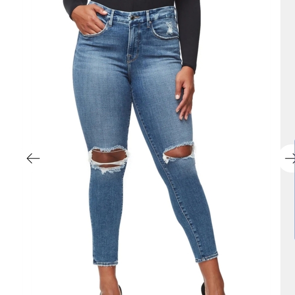 GOOD AMERICAN Good Legs Crop Skinny Denim Jean Pants High Rise Blue Womens Sz 15 - Picture 1 of 13